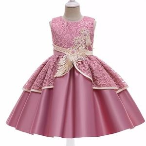 Luxury embroidered princess wedding flower girl dress 5032